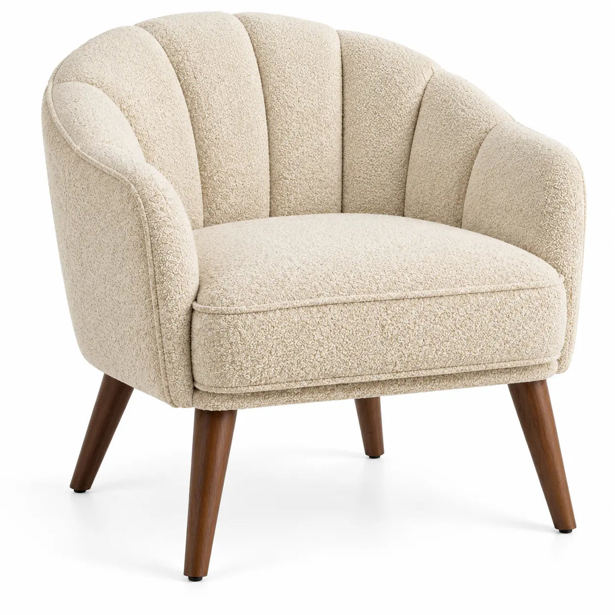 Poltrona, schienale a spicchi e piedini inclinati, beige/marrone